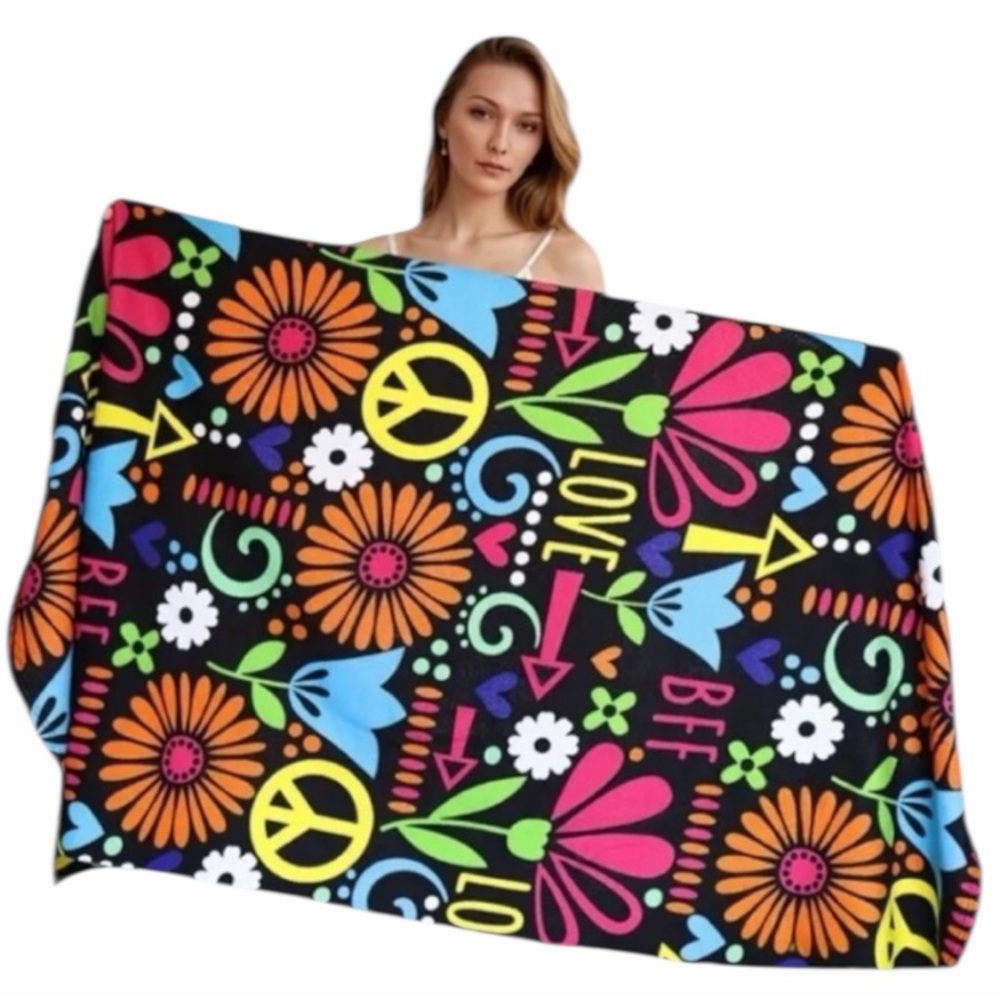 Colorful Groovy Oversized Beach Towel NWOT